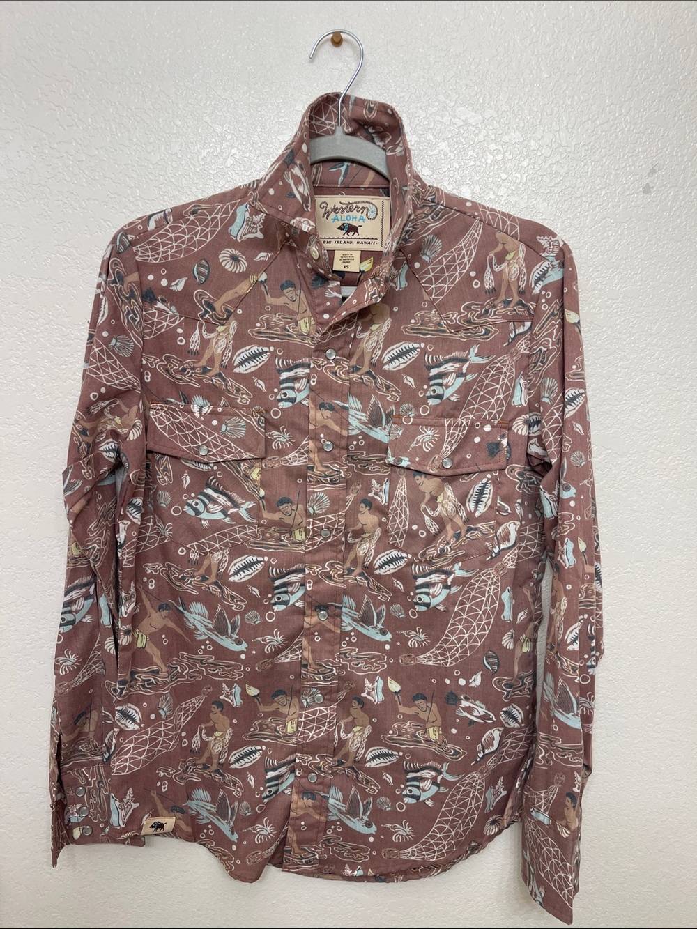 Western Aloha Woven Printed Long-Sleeve Shirt Jacket.